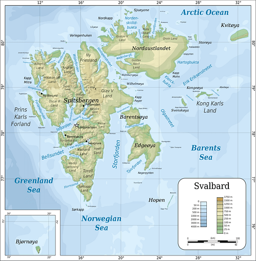 Topographic map of Svalbard